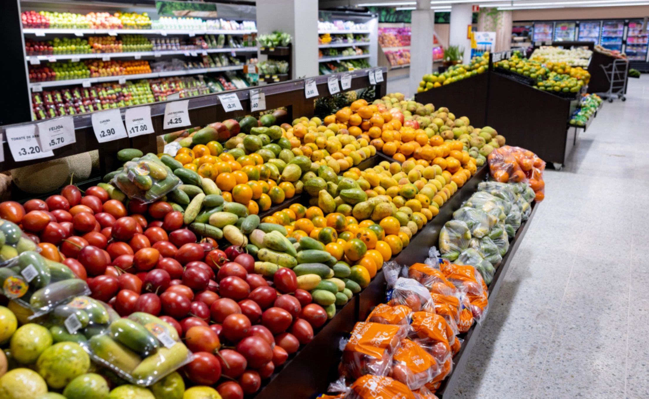 Produce aisle inside a premium country market