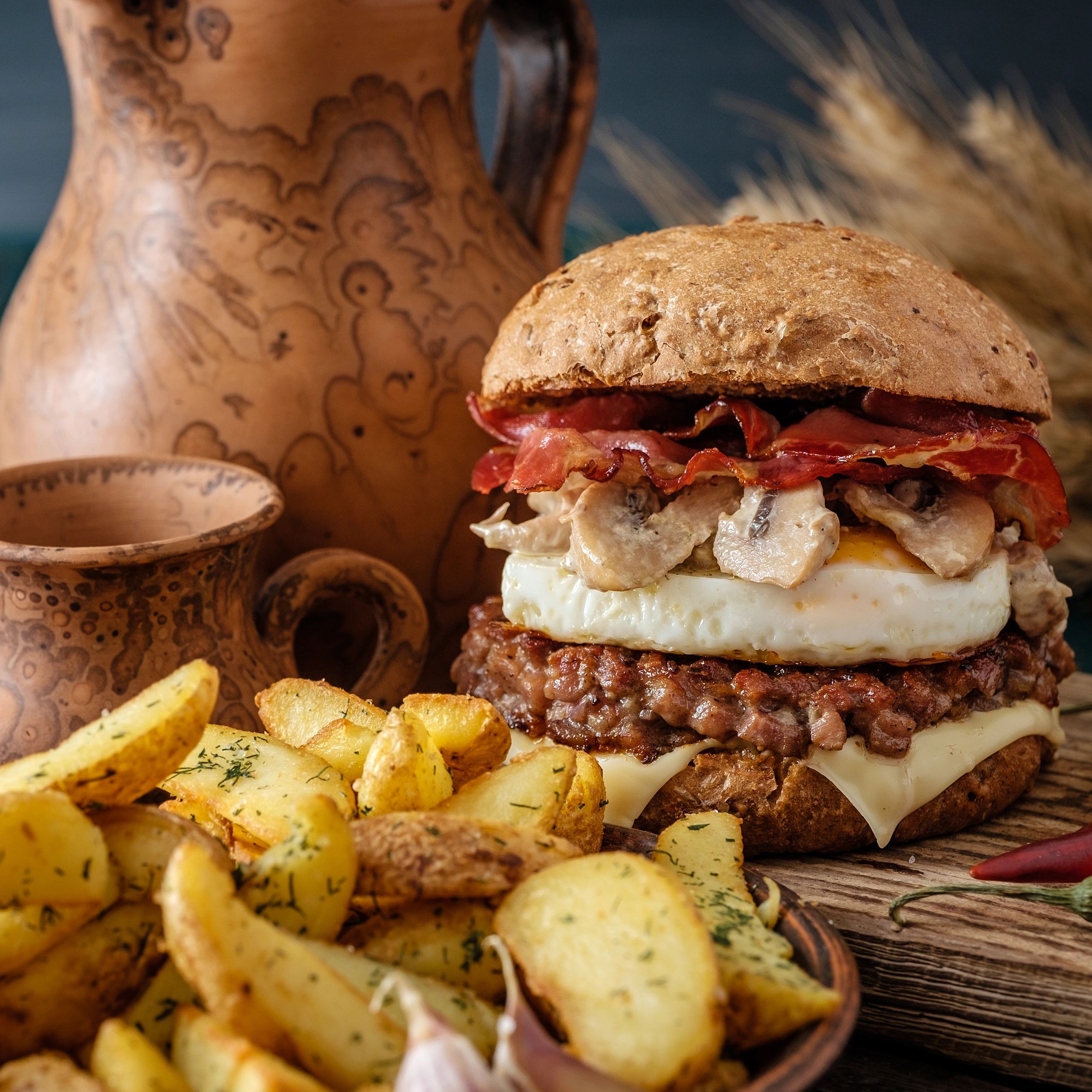 Rustic bacon burger special